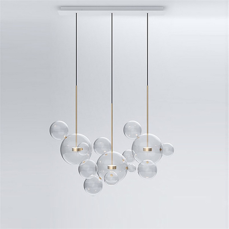 2022 Top Sale Decorative Lighting Rectangle Style Glass Ball Bubble Pendant Lamp Hanging Lamp