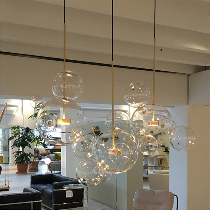 2022 Top Sale Decorative Lighting Rectangle Style Glass Ball Bubble Pendant Lamp Hanging Lamp