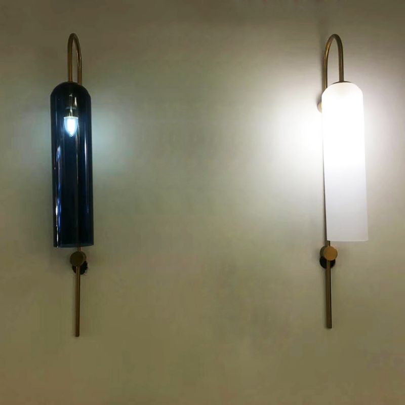 Hot selling nordic minimalist lighting creative blue glass tube wall lamp for living room bedroom study aisle wall light