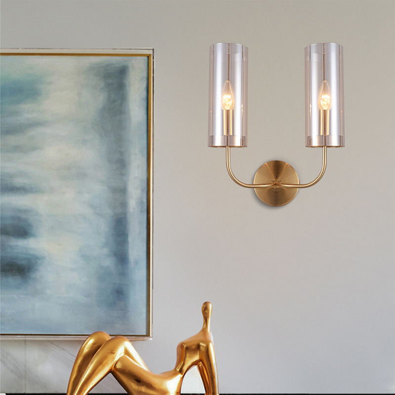 Nordic postmodern light luxury wall lamp living room lamp personality creative bedroom porch hotel aisle double head simple wall lamp