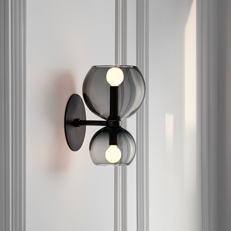 Nordic showroom creative glass living room wall lamp modern minimalist art bedside bedroom designer model room wall lamp
