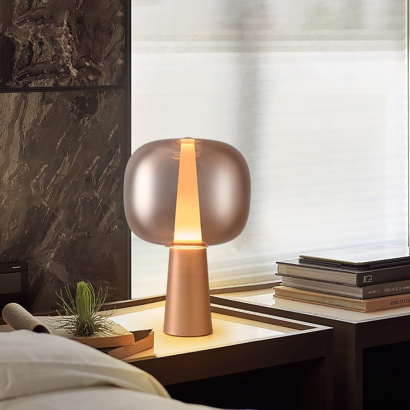 Wholesale New Arrival Mounting Blown Glass Rose Gold Lighting Table Desk Lamp with Led Spotlight