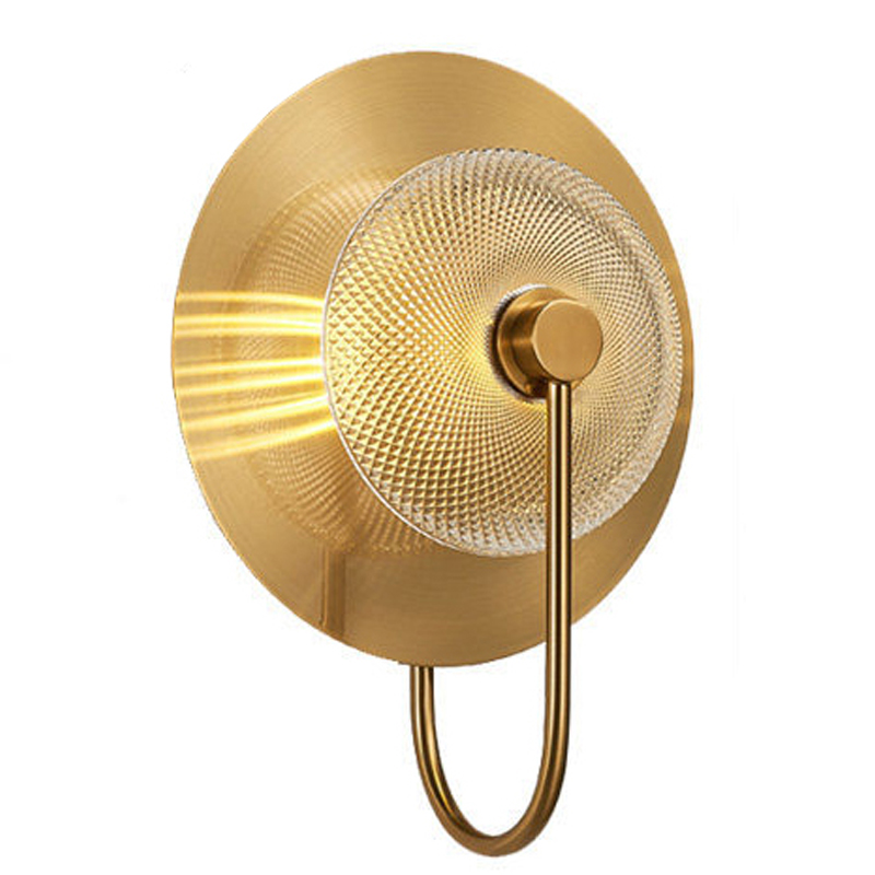 Modern fashion light luxury personality golden round glass wall lamp glass light