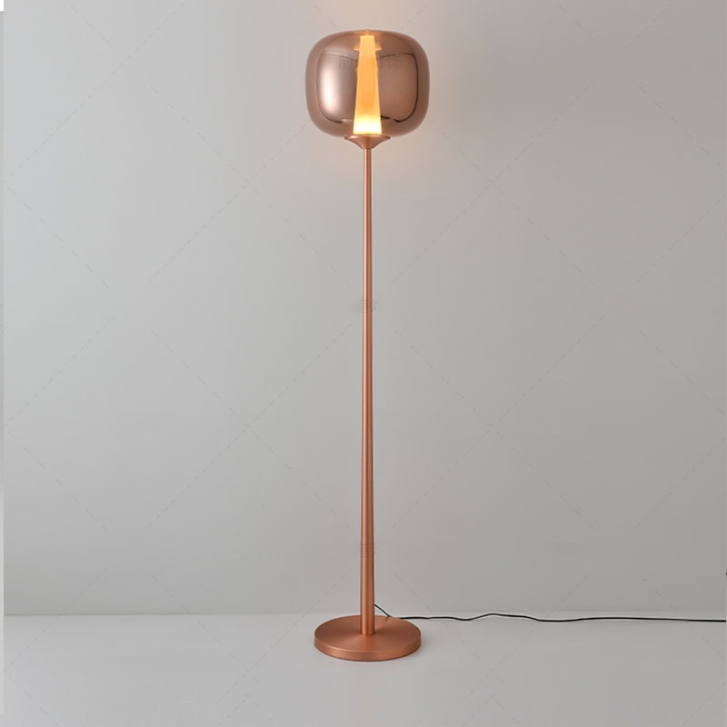Wholesale Modern European Guestroom Standing Lighting Rose Gold Glass Floor Lamp with Acrylic Tube