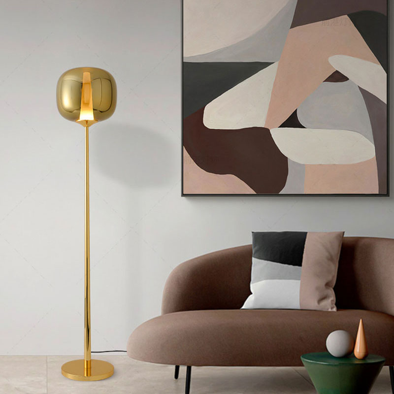 Wholesale Modern European Guestroom Standing Lighting Rose Gold Glass Floor Lamp with Acrylic Tube