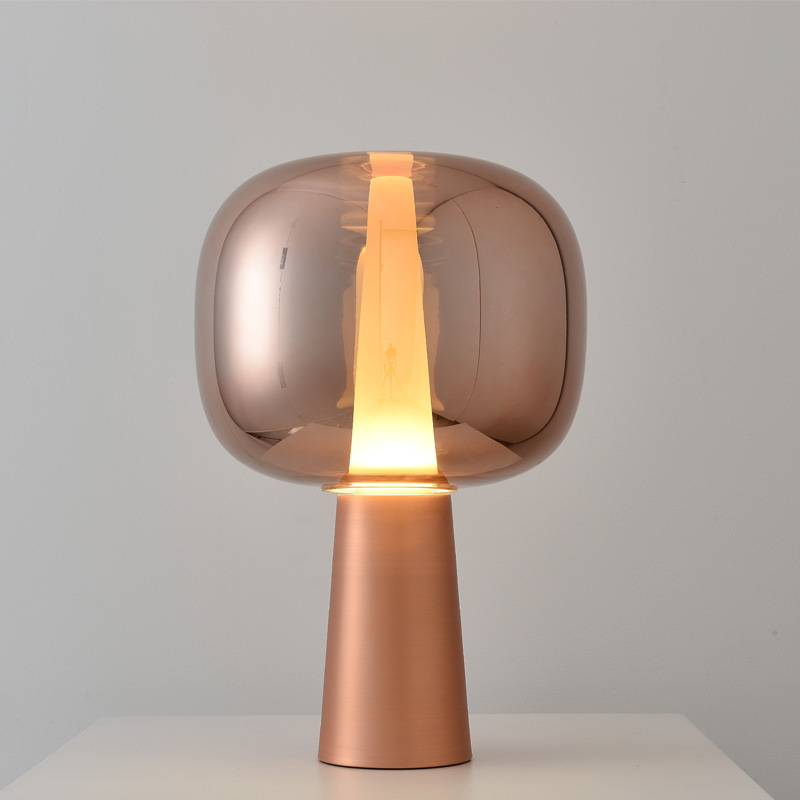 Wholesale New Arrival Mounting Blown Glass Rose Gold Lighting Table Desk Lamp with Led Spotlight