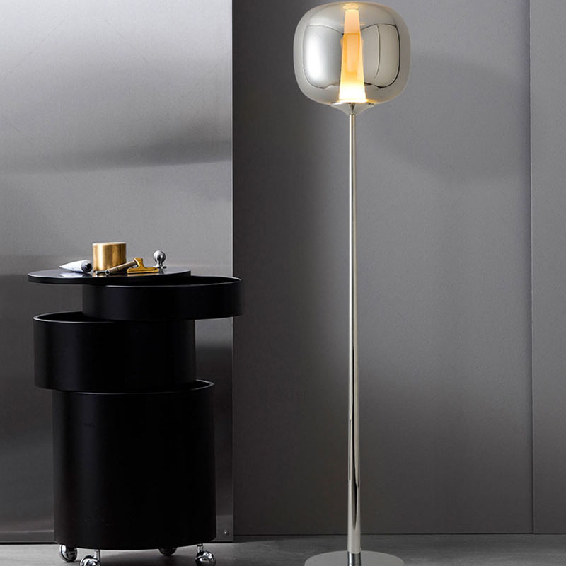 Wholesale Modern European Guestroom Standing Lighting Rose Gold Glass Floor Lamp with Acrylic Tube