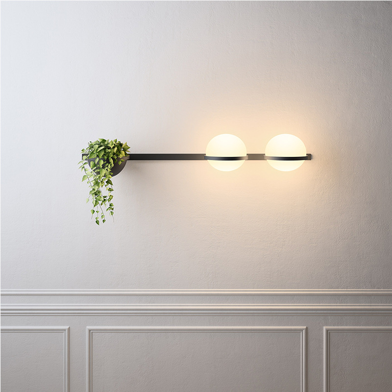 Nordic bedside bedroom wall lamp Simple modern green planting wall lamp ins outdoor balcony aisle shopping mall window lamp