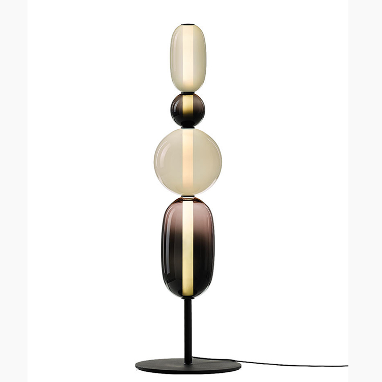 2022 Nordic European Multicolored Glass Balls Lighting Floor Lamp with Black Steel for Restaurant Living Room