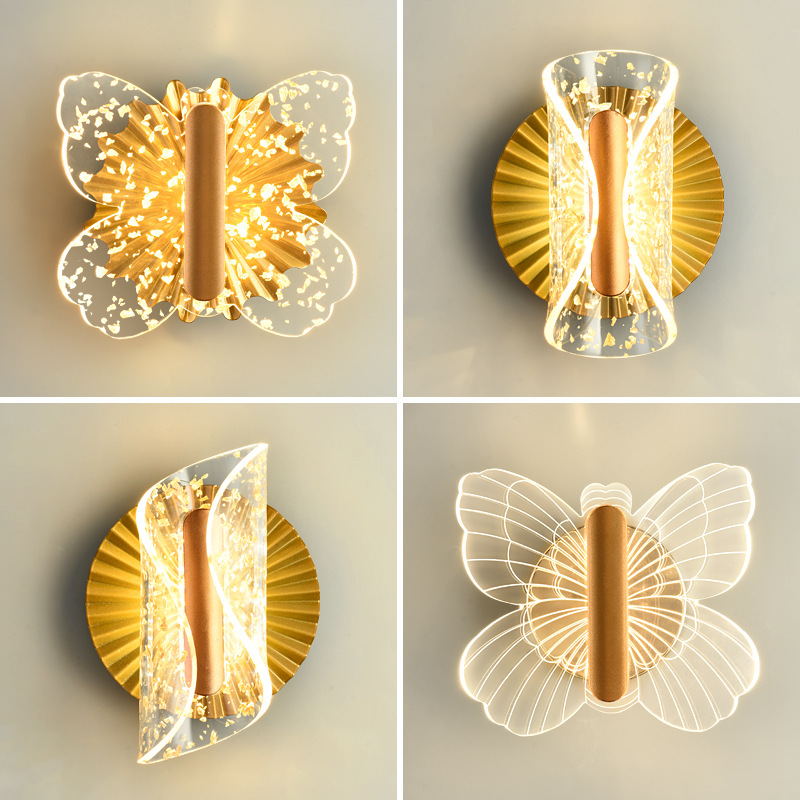 Decorate Indoor LED Wall Lamp Acrylic Butterfly Shape Iron Wall Sconce Bedroom Hotel LED Wall Light home lighting modern led