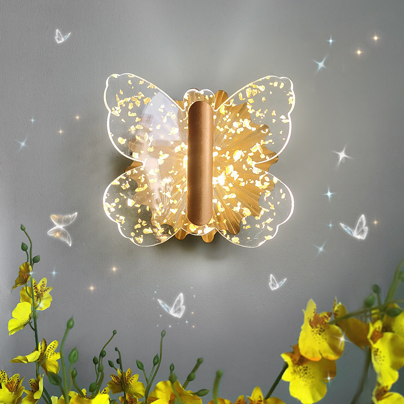 Decorate Indoor LED Wall Lamp Acrylic Butterfly Shape Iron Wall Sconce Bedroom Hotel LED Wall Light home lighting modern led