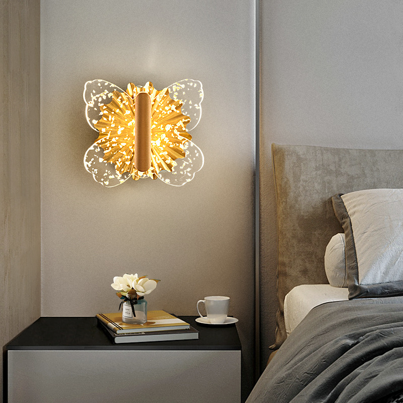 Decorate Indoor LED Wall Lamp Acrylic Butterfly Shape Iron Wall Sconce Bedroom Hotel LED Wall Light home lighting modern led