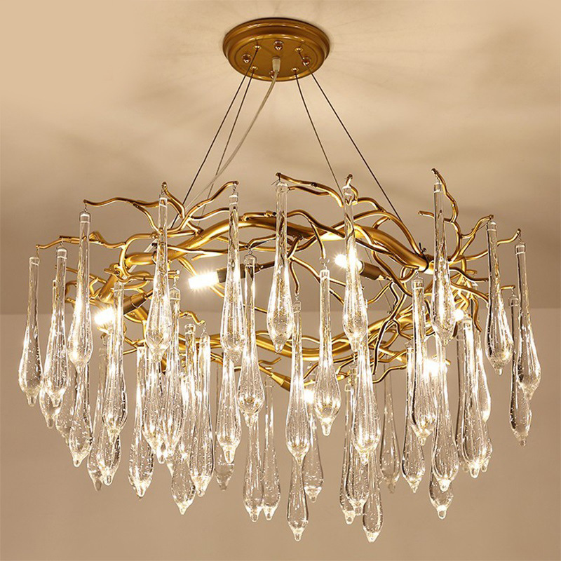 Modern Hotel Lobby Villa Decoration Pendant Light Custom Large Project Luxury LED glass Chandelier