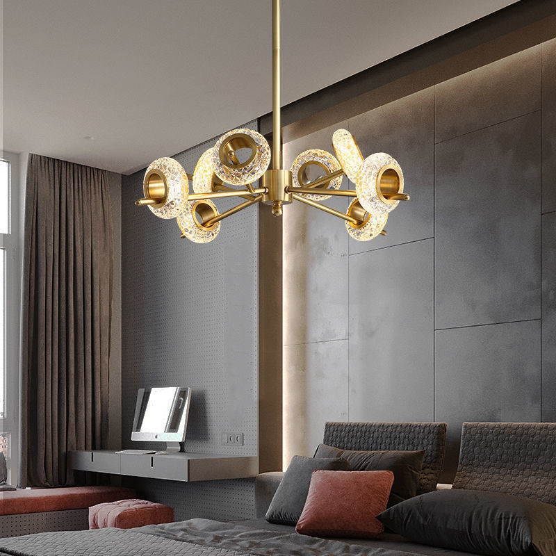 Nordic copper glass living room light luxury chandelier creative personality simple modern dining room bedroom soft brass lamps