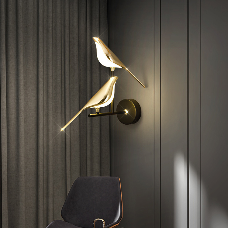 Modern Decorative Interior Gold Bird LED Wall Sconce Wall Lighting for Bedroom