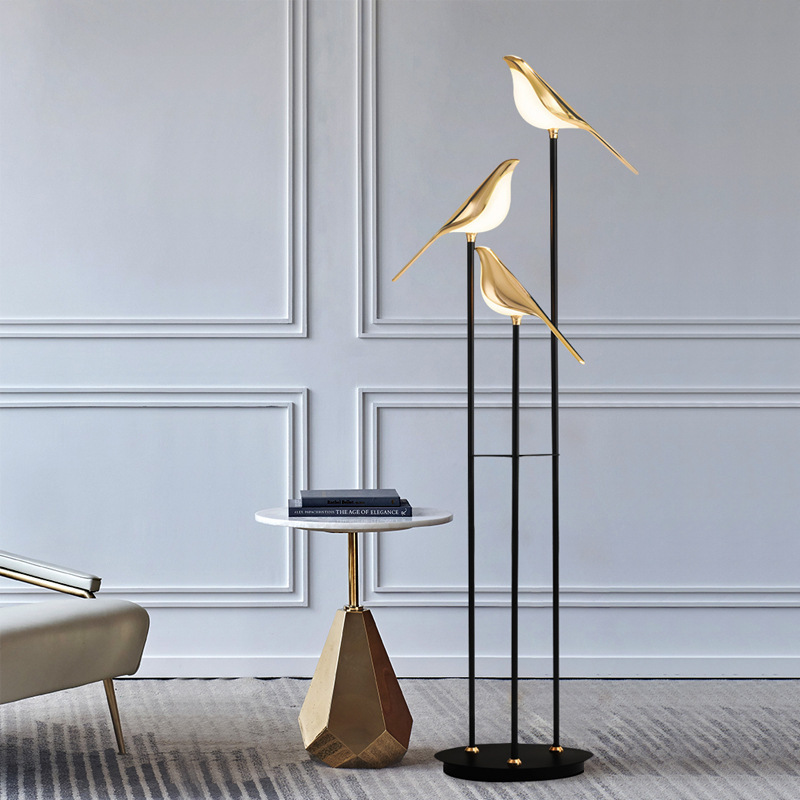 Oriental Green Source Interior Decoration Led Stand Lighting Bird Shade Floor Lamp for Hotel Villa