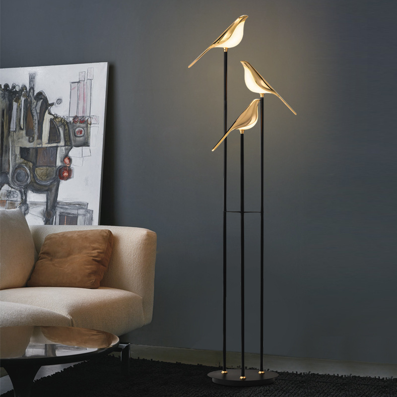 Oriental Green Source Interior Decoration Led Stand Lighting Bird Shade Floor Lamp for Hotel Villa