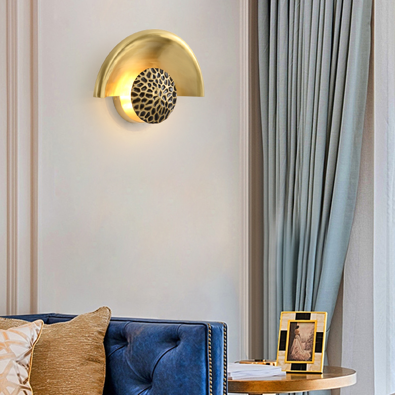 Light luxury simple fashion pure copper bedroom bedside lamp wall lamp study wall model room exhibition hall TV wall copper wall lamp