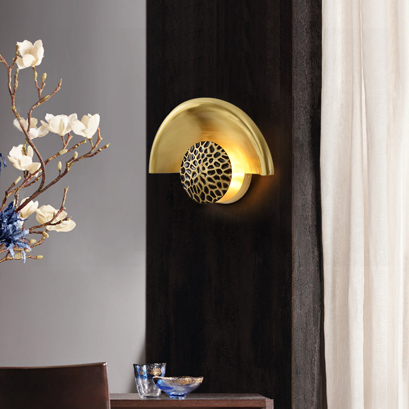 Light luxury simple fashion pure copper bedroom bedside lamp wall lamp study wall model room exhibition hall TV wall copper wall lamp