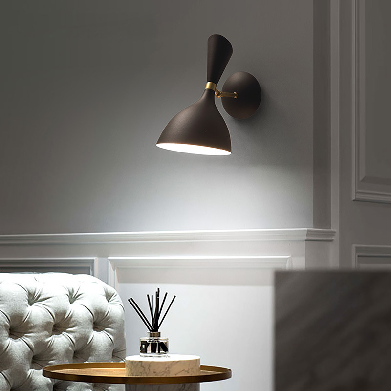 Wholesale Interior Decoration Iron Cover Black Gold Finish Sconces Wall Lamp Modern Vintage Night Lighting Fixtures for Hotel