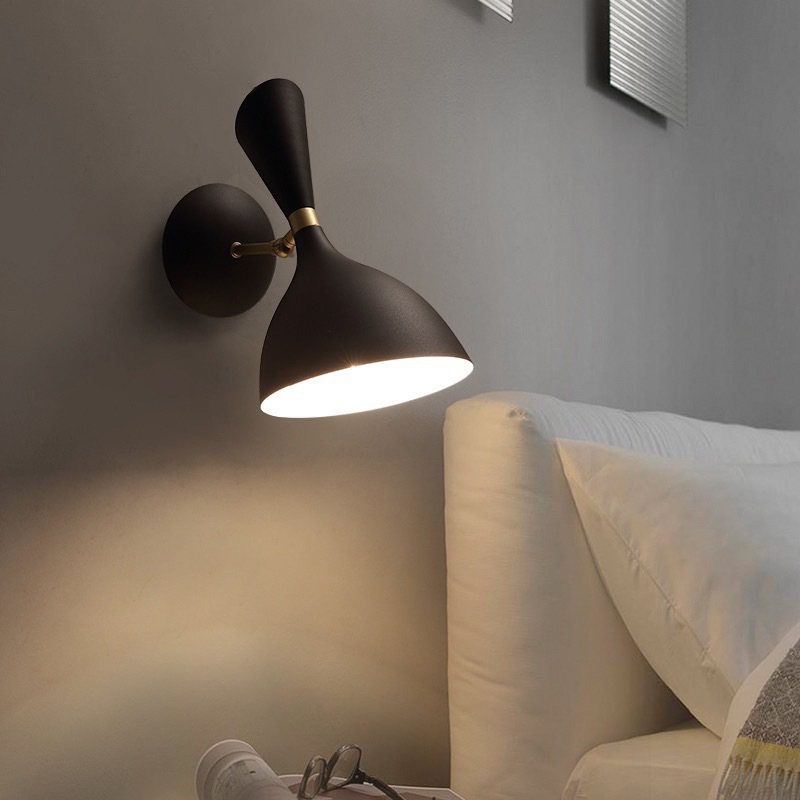 Wholesale Interior Decoration Iron Cover Black Gold Finish Sconces Wall Lamp Modern Vintage Night Lighting Fixtures for Hotel