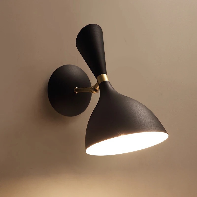 Wholesale Interior Decoration Iron Cover Black Gold Finish Sconces Wall Lamp Modern Vintage Night Lighting Fixtures for Hotel