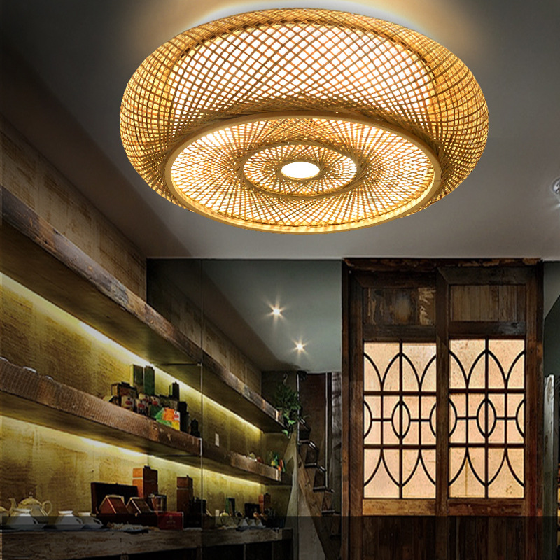 Nordic minimalist bamboo wood chandelier bamboo art Japanese ceiling lamp Zen tea room restaurant homestay living room bedroom bamboo lamp