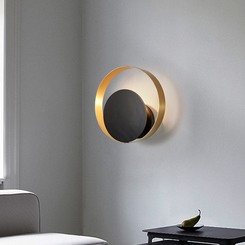 Nordic wall lamp bedside lamp bedroom personality creative modern minimalist wall lamp aisle living room round wall lamp