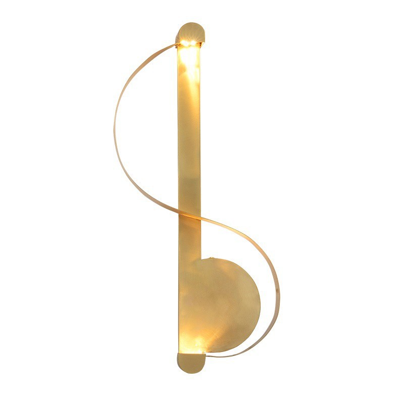 Creative Nordic living room simple light luxury S-shaped bedroom decoration wall lamp hotel corridor study LED full copper wall lamp